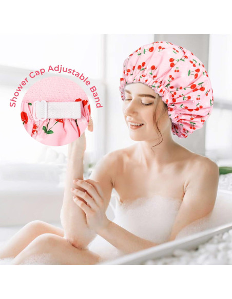 Gorro de Ducha Impermeable Aileam Rosa Cereza Reutilizable