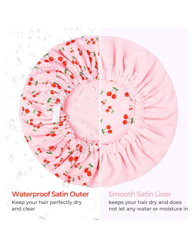 Gorro de Ducha Impermeable Aileam Rosa Cereza Reutilizable