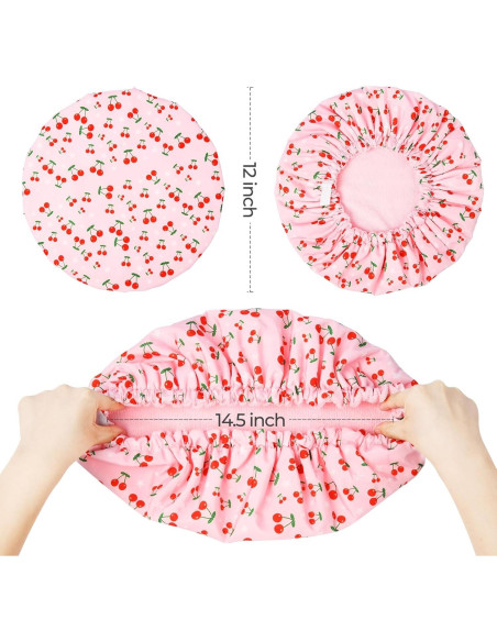 Gorro de Ducha Impermeable Aileam Rosa Cereza Reutilizable