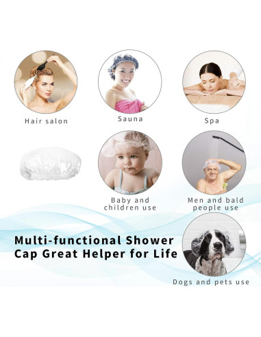 50 Gorras de Ducha Desechables AIDIQIU Transparentes 44cm