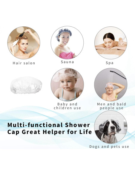 50 Gorras de Ducha Desechables AIDIQIU Transparentes 44cm