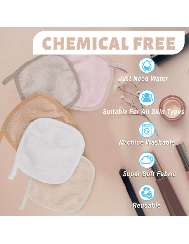 15 Paños Reutilizables para Quitar Maquillaje TaShow 12.7x12.7cm