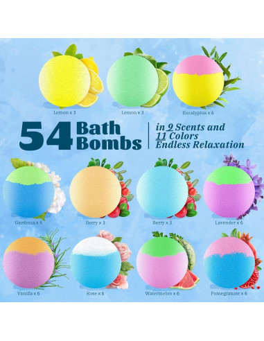 54 Bombas de Baño RelaxRose - Aromas Naturales y Colores Vibrantes
