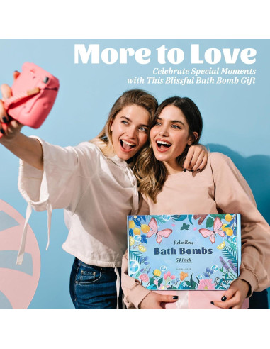 54 Bombas de Baño RelaxRose - Aromas Naturales y Colores Vibrantes