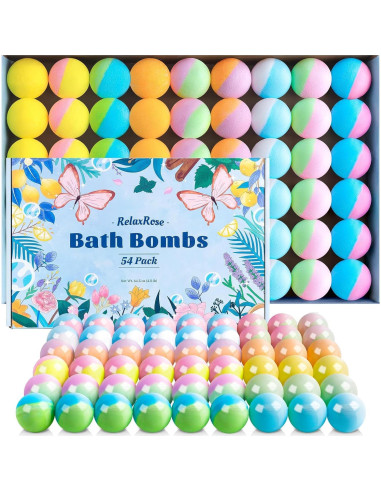 54 Bombas de Baño RelaxRose - Aromas Naturales y Colores Vibrantes