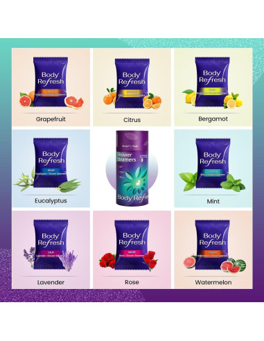 Bombas de Vapor para Ducha BodyRefresh - Paquete de 8 Aromas