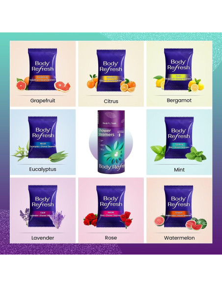 Bombas de Vapor para Ducha BodyRefresh - Paquete de 8 Aromas