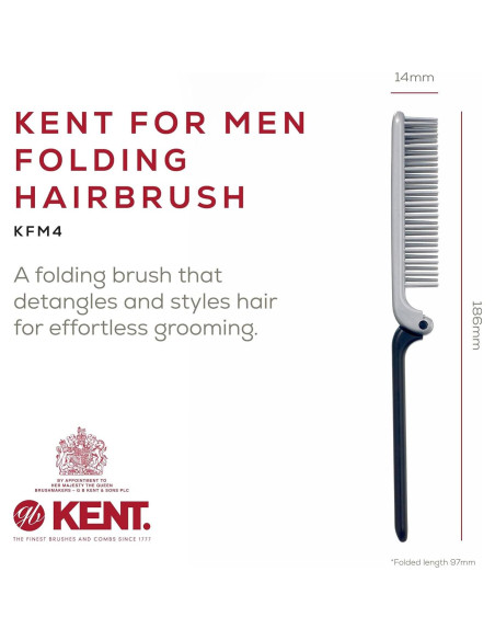 Cepillo Antiestático Kent KFM4 Plegable para Cabello Hombre