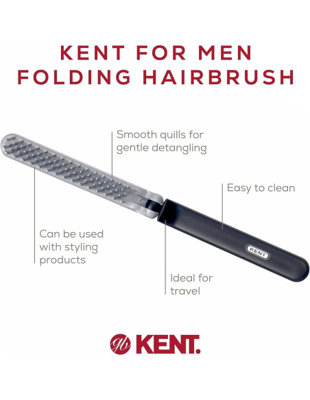 Cepillo Antiestático Kent KFM4 Plegable para Cabello Hombre