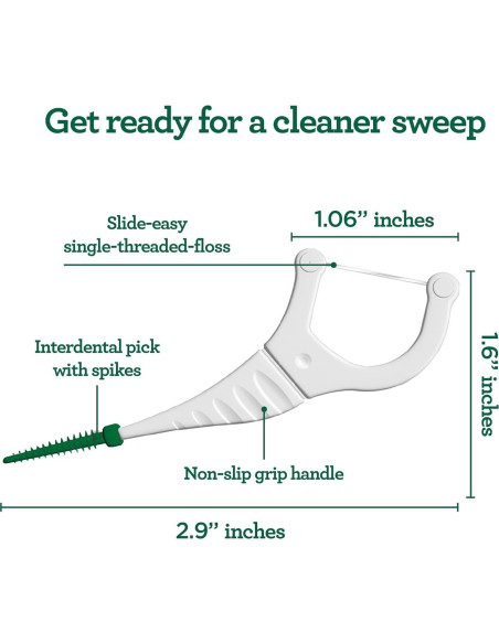 Palillos de Hilo Dental GuruNanda 2 en 1 - Sabor Menta, 300 Unidades