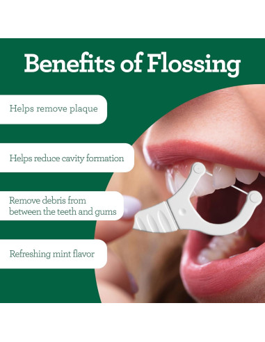 Palillos de Hilo Dental GuruNanda 2 en 1 - Sabor Menta, 300 Unidades
