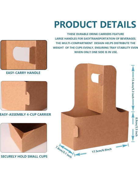 Soporte para Bebidas de 2 Tazas Kraft BKISVWCSop - Paquete de 25