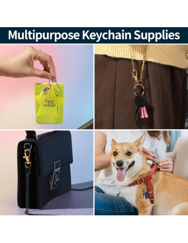 LEOBRO Kit 60 Piezas Ganchos y Anillos para Llaveros Dorado