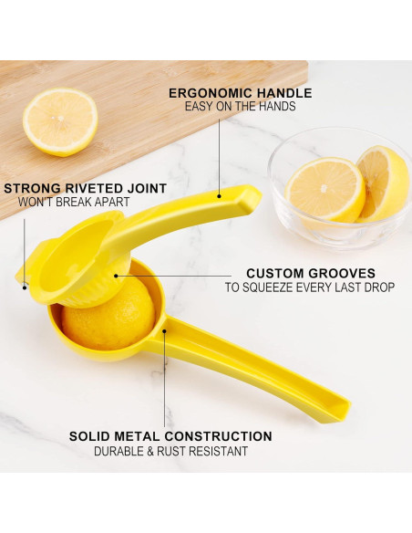 Exprimidor de Limón JIEJIE Manual de Aluminio 0.5L Amarillo