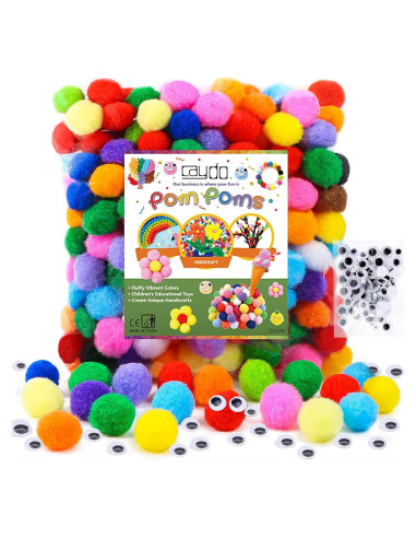 Pompones Multicolor Caydo 400 Piezas 2.5 cm para Manualidades