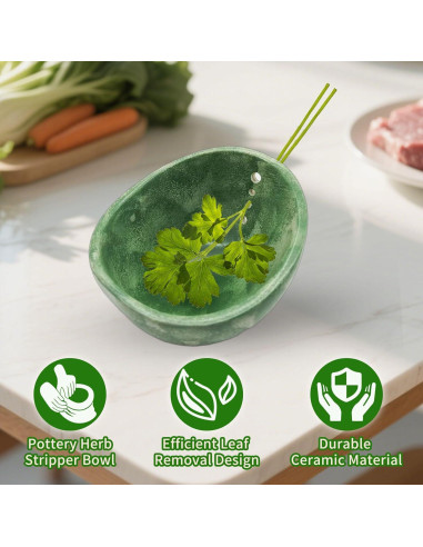 Tazón Deshojador de Hierbas YIYIBB Cerámica 11.43 cm Verde