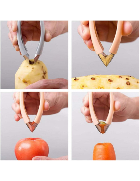 Paquete de 2 Quita Tallos de Fresa Enyolidimk Acero Inoxidable