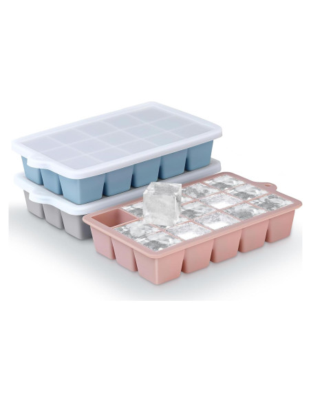 Bandejas de Hielo de Silicona Xyuetia 3 Piezas Apilables