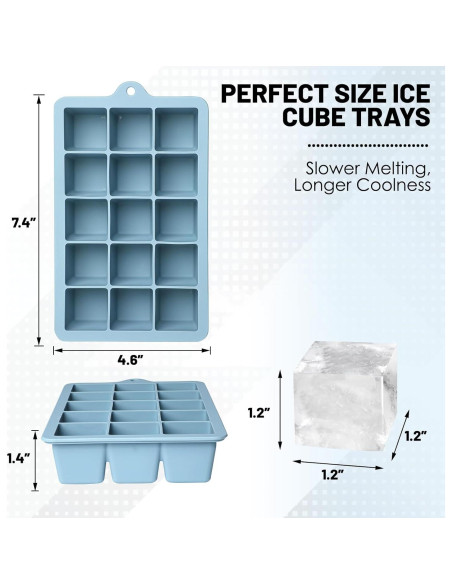 Bandejas de Hielo de Silicona Xyuetia 3 Piezas Apilables