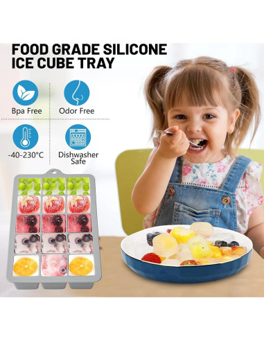 Bandejas de Hielo de Silicona Xyuetia 3 Piezas Apilables