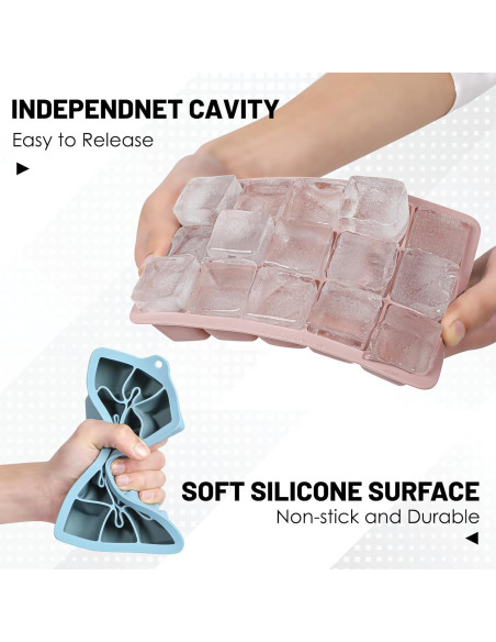 Bandejas de Hielo de Silicona Xyuetia 3 Piezas Apilables