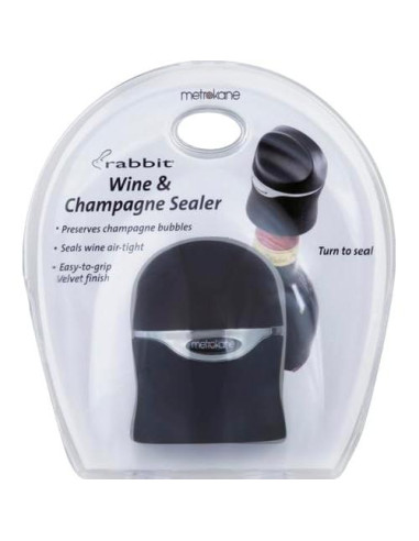 Sello Hermético de Vino y Champagne Rabbit - Negro
