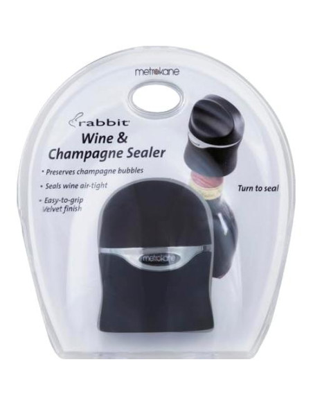 Sello Hermético de Vino y Champagne Rabbit - Negro