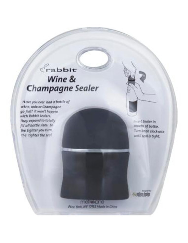 Sello Hermético de Vino y Champagne Rabbit - Negro