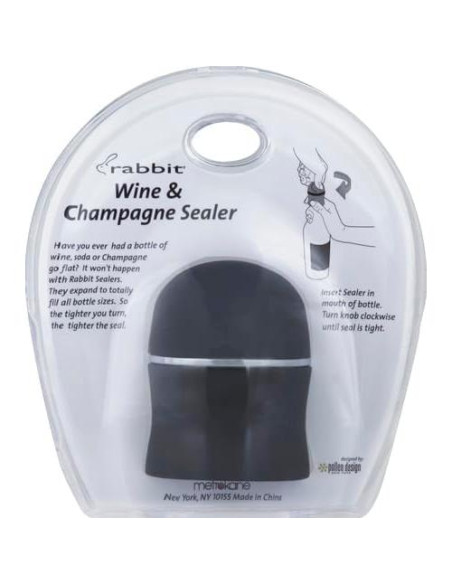 Sello Hermético de Vino y Champagne Rabbit - Negro