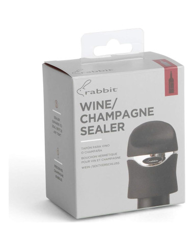 Sello Hermético de Vino y Champagne Rabbit - Negro