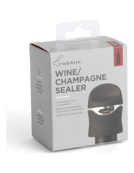 Sello Hermético de Vino y Champagne Rabbit - Negro