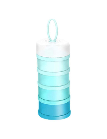 Dispensador de Fórmula Kaptin Azul, 4 Compartimentos Apilables