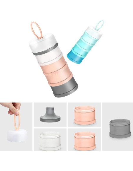 Dispensador de Fórmula Kaptin Azul, 4 Compartimentos Apilables