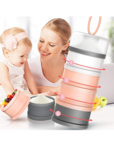 Dispensador de Fórmula Kaptin Azul, 4 Compartimentos Apilables