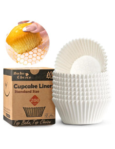 200 Forros de Cupcake Bake Choice Blancos Estándar Antiadherentes