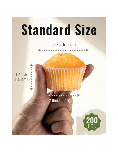 200 Forros de Cupcake Bake Choice Blancos Estándar Antiadherentes