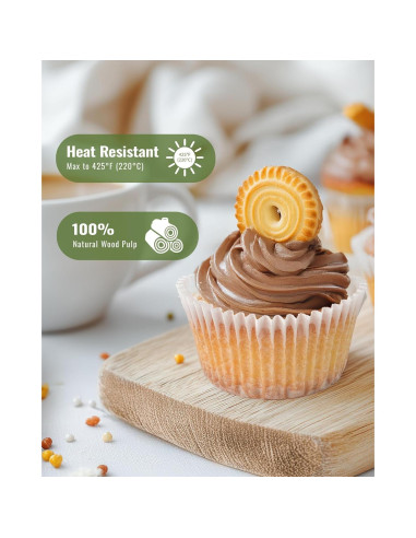 200 Forros de Cupcake Bake Choice Blancos Estándar Antiadherentes