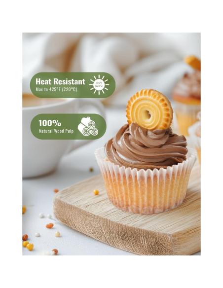 200 Forros de Cupcake Bake Choice Blancos Estándar Antiadherentes