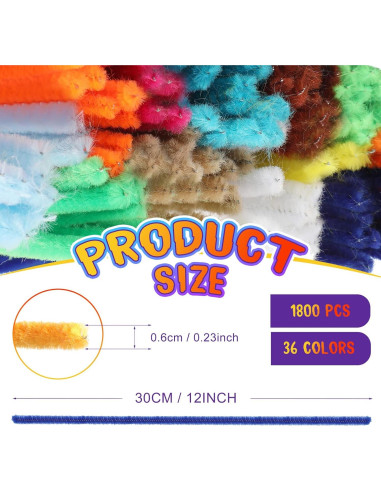 1800 Limpiapipas Chenille 6mm x 30cm Yunsailing 36 Colores