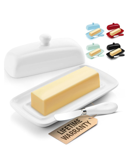 Plato de Mantequilla Zulay con Tapa de Porcelana Blanca
