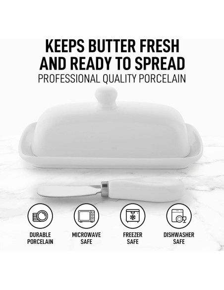 Plato de Mantequilla Zulay con Tapa de Porcelana Blanca