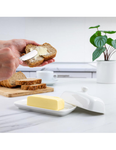 Plato de Mantequilla Zulay con Tapa de Porcelana Blanca