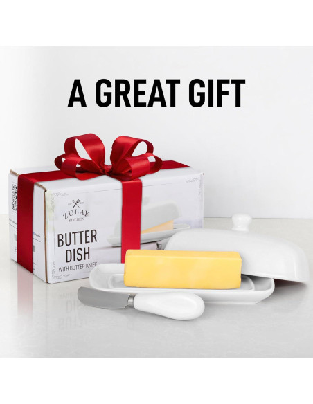 Plato de Mantequilla Zulay con Tapa de Porcelana Blanca