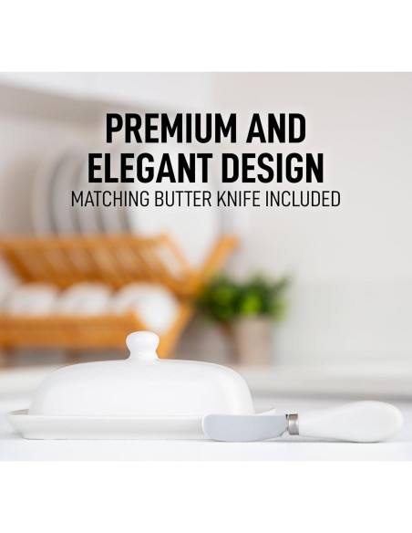 Plato de Mantequilla Zulay con Tapa de Porcelana Blanca
