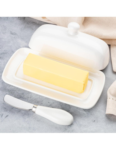 Plato de Mantequilla Zulay con Tapa de Porcelana Blanca