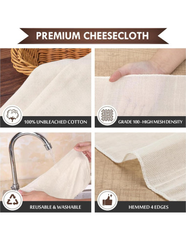 Gasa TOPULORS 100% Algodón Orgánico 91x91 cm Reutilizable