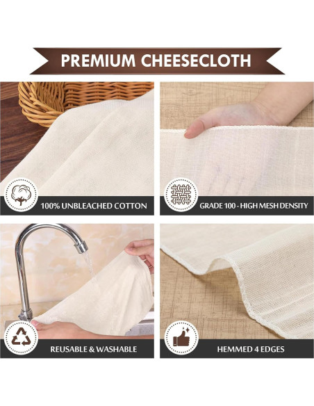 Gasa TOPULORS 100% Algodón Orgánico 91x91 cm Reutilizable