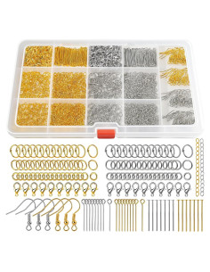 Kit de Suministros para Hacer Joyas LEOBRO 1200PCS Oro Plata