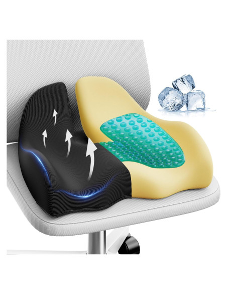 Cojín Ergonómico de Gel Benazcap Grande para Silla - Alivio Espalda