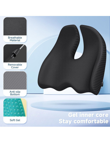 Cojín Ergonómico de Gel Benazcap Grande para Silla - Alivio Espalda